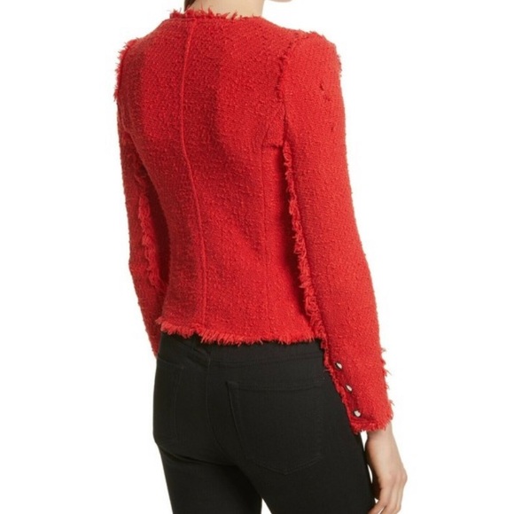 IRO distressed red Agnette jacket with frayed edges Size 1/S - Picture 6 of 11